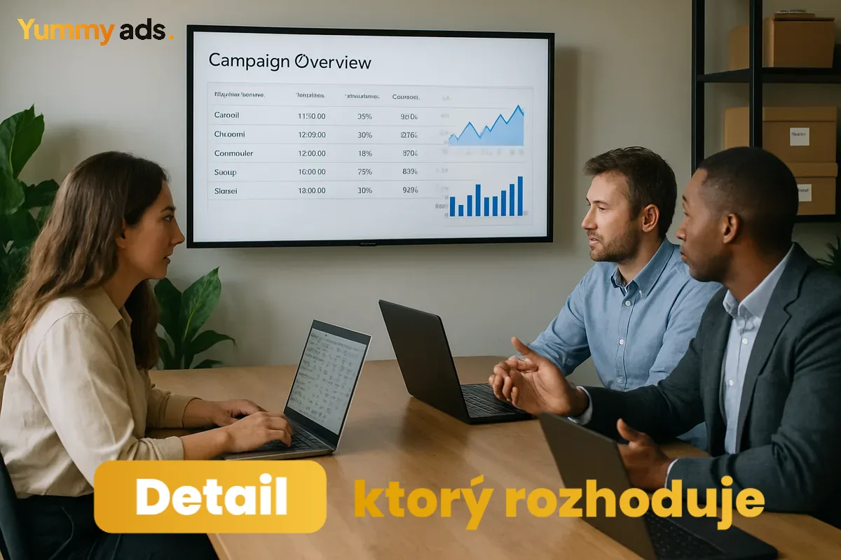 Tím rieši správu google adwords reklamy pre eshop na tímovom stretnutí